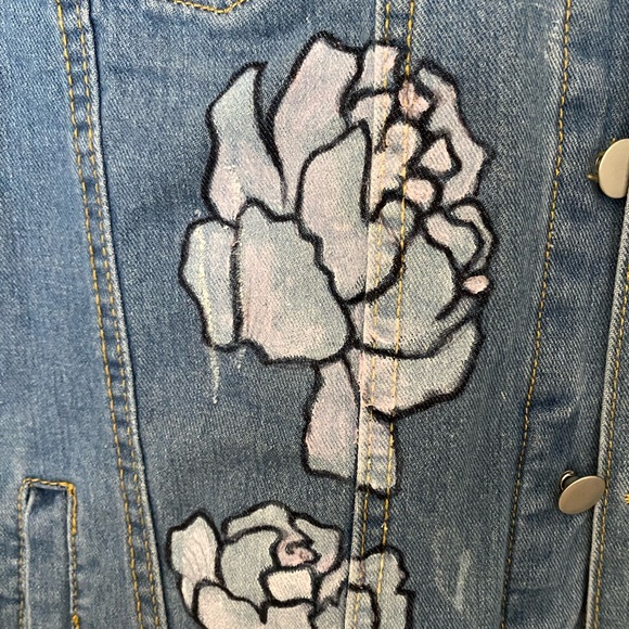 NWOT-Custom Made Hand painted Denim Jacket - Picture 4 of 5